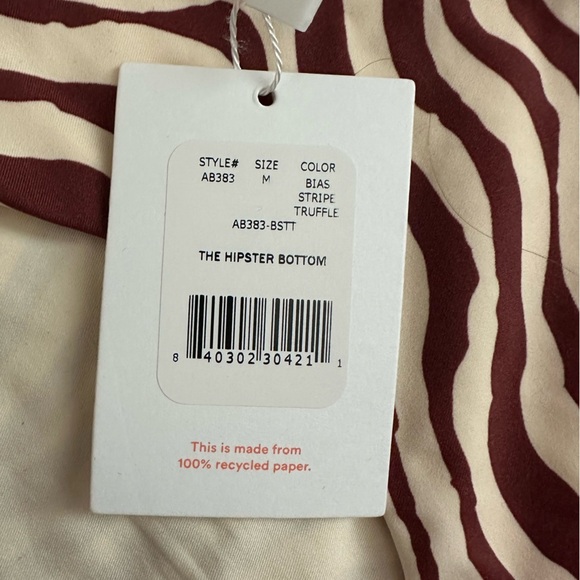 Andie Swim Bikini Cartagena Top in Burgundy Hipster Bottom in Truffle Stripe Med - Picture 3 of 8